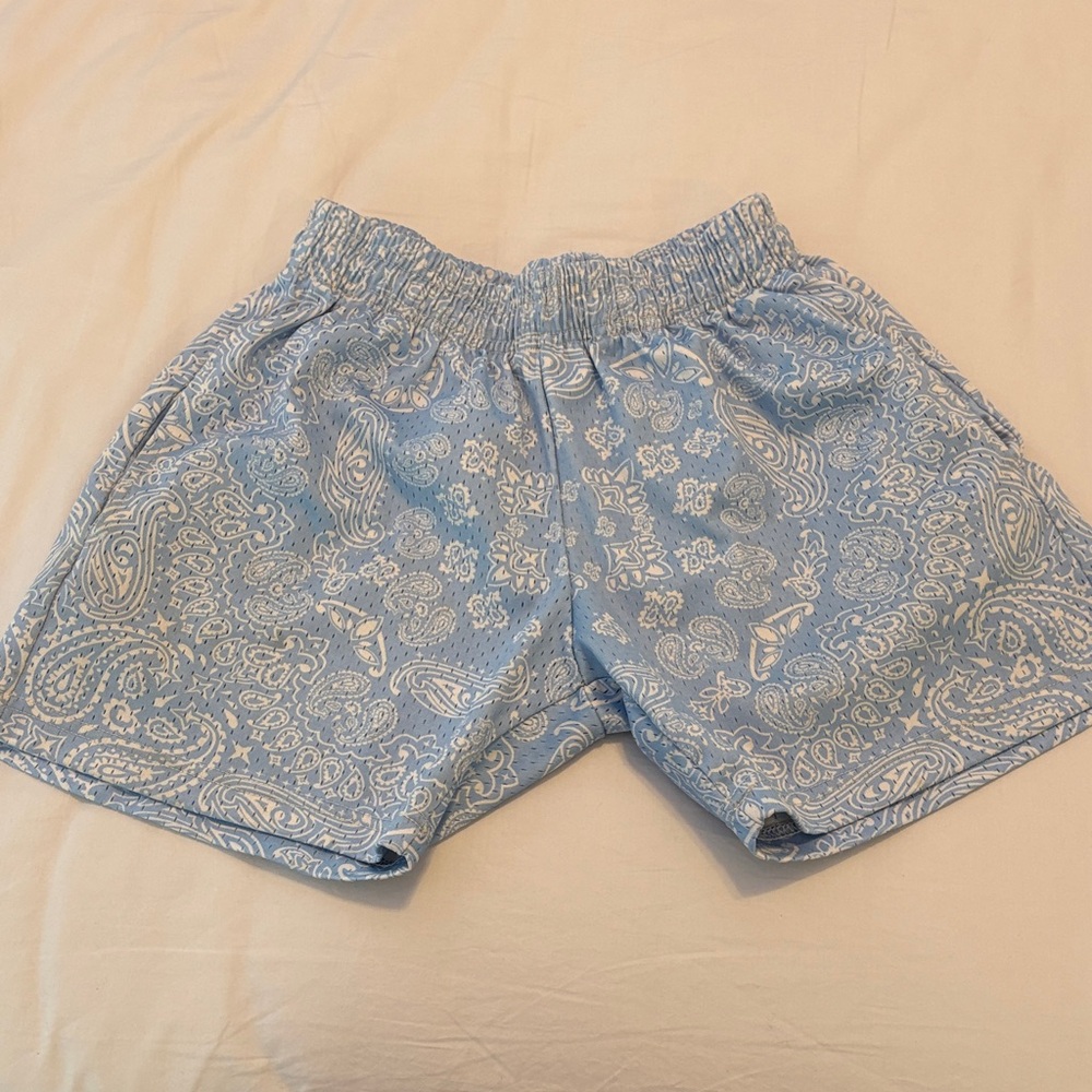 Blue Paisley Patterned Shorts